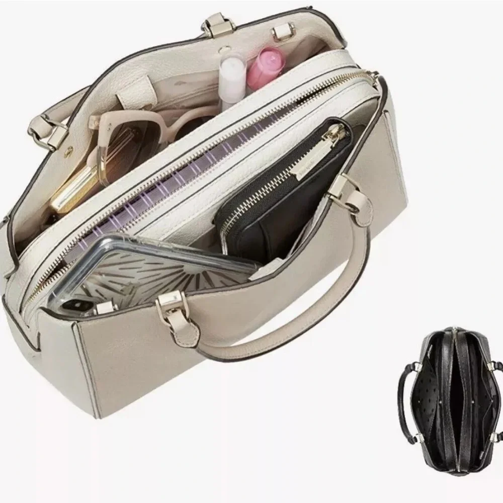 Kate Spade New York Leila Medium Triple compartment Satchel In Light Sand/Gold - Picture 4 of 9